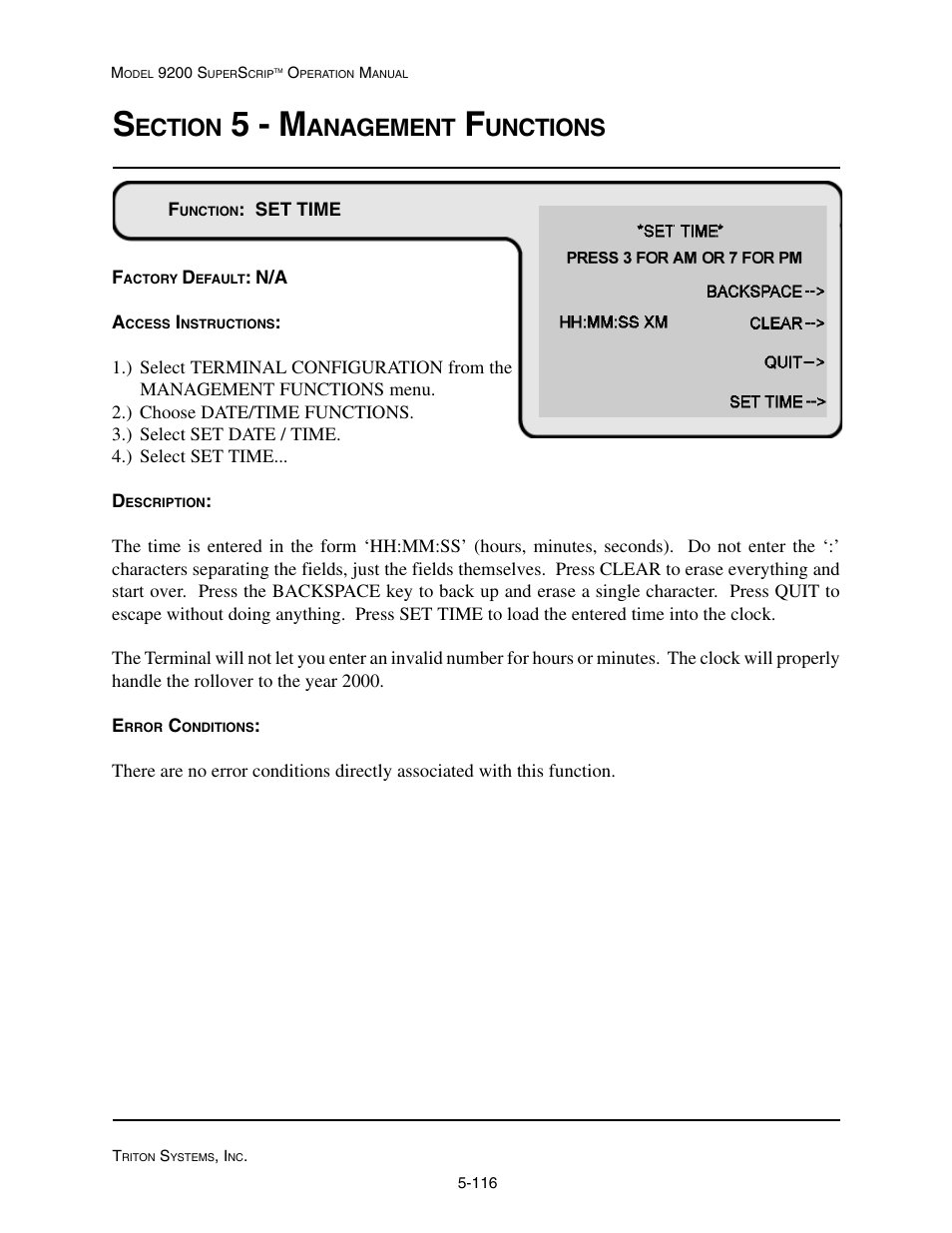 5 - m, Ection, Anagement | Unctions | Triton 9200 Operation Manual User Manual | Page 152 / 179