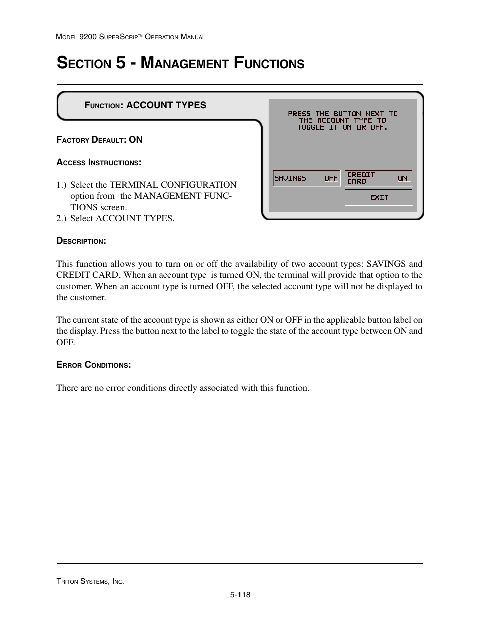 5 - m, Ection, Anagement | Unctions | Triton 9200 Operation Manual User Manual | Page 154 / 179