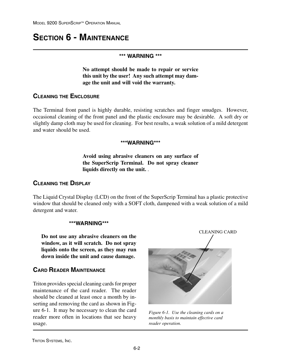 6 - m, Ection, Aintenance | Triton 9200 Operation Manual User Manual | Page 156 / 179