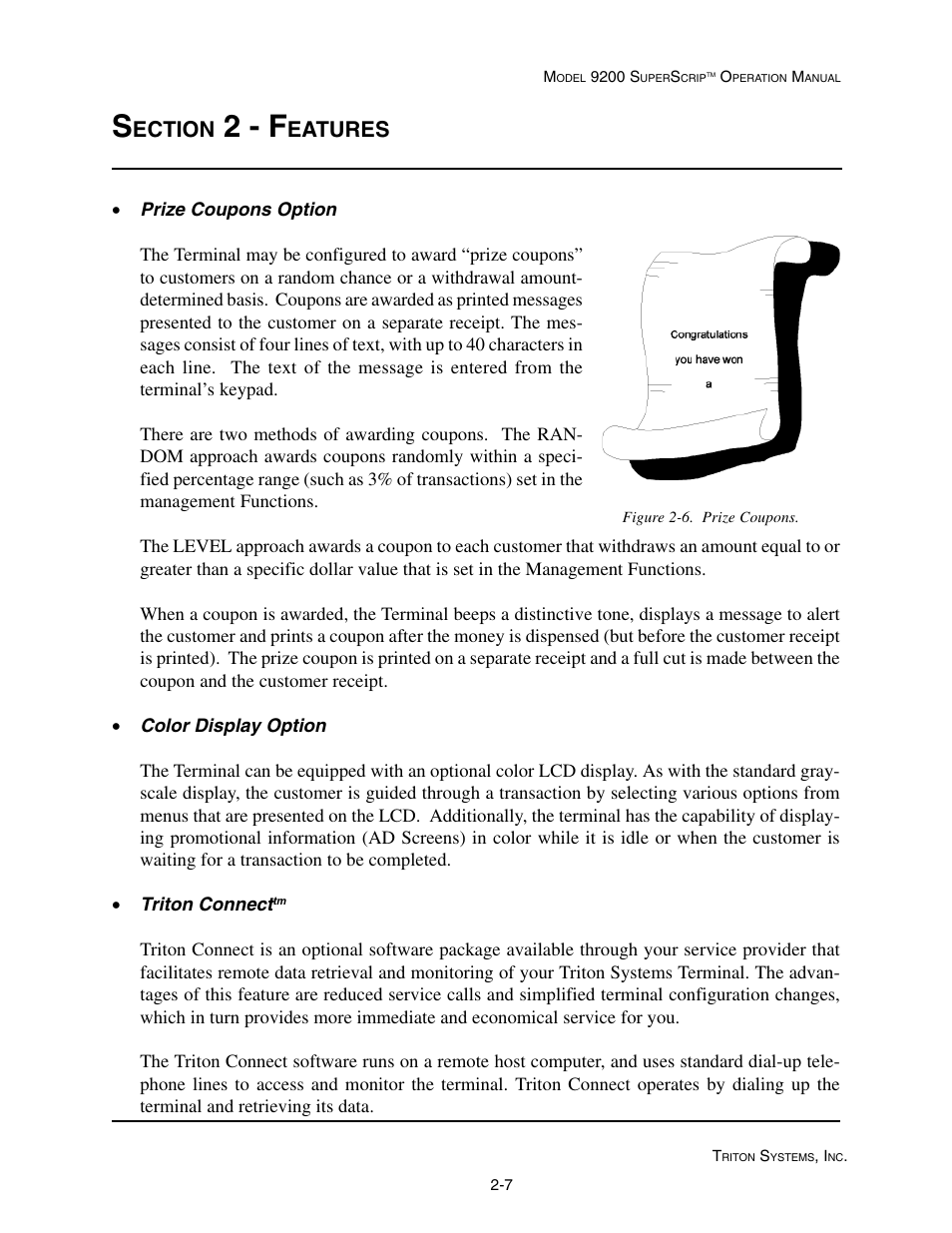 2 - f, Ection, Eatures | Triton 9200 Operation Manual User Manual | Page 17 / 179