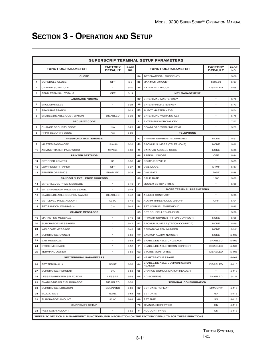 3 - o, Ection, Peration | Etup, 11 t, 9200 s | Triton 9200 Operation Manual User Manual | Page 29 / 179