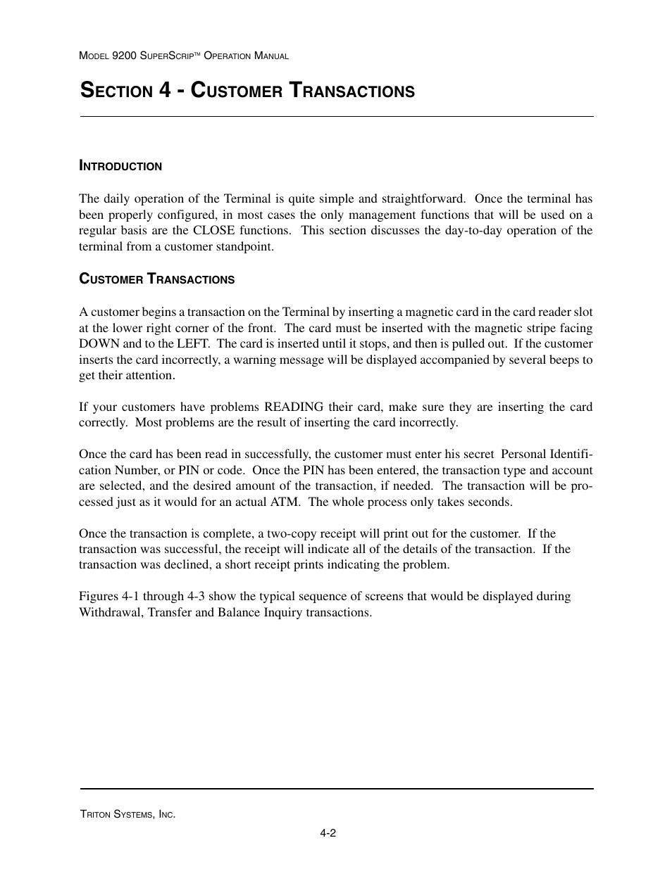 4 - c, Ection, Ustomer | Ransactions | Triton 9200 Operation Manual User Manual | Page 32 / 179