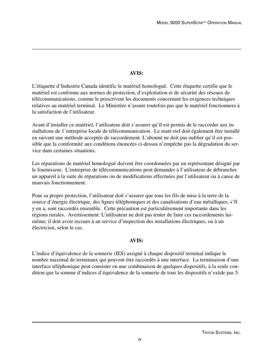 Triton 9200 Operation Manual User Manual | Page 4 / 179