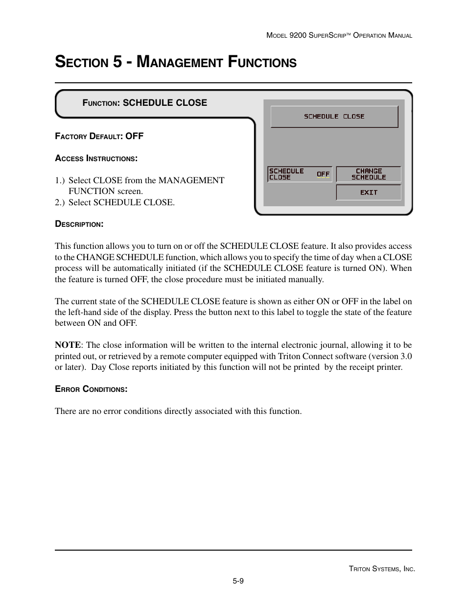 5 - m, Ection, Anagement | Unctions | Triton 9200 Operation Manual User Manual | Page 45 / 179