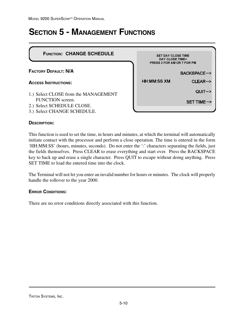 5 - m, Ection, Anagement | Unctions | Triton 9200 Operation Manual User Manual | Page 46 / 179