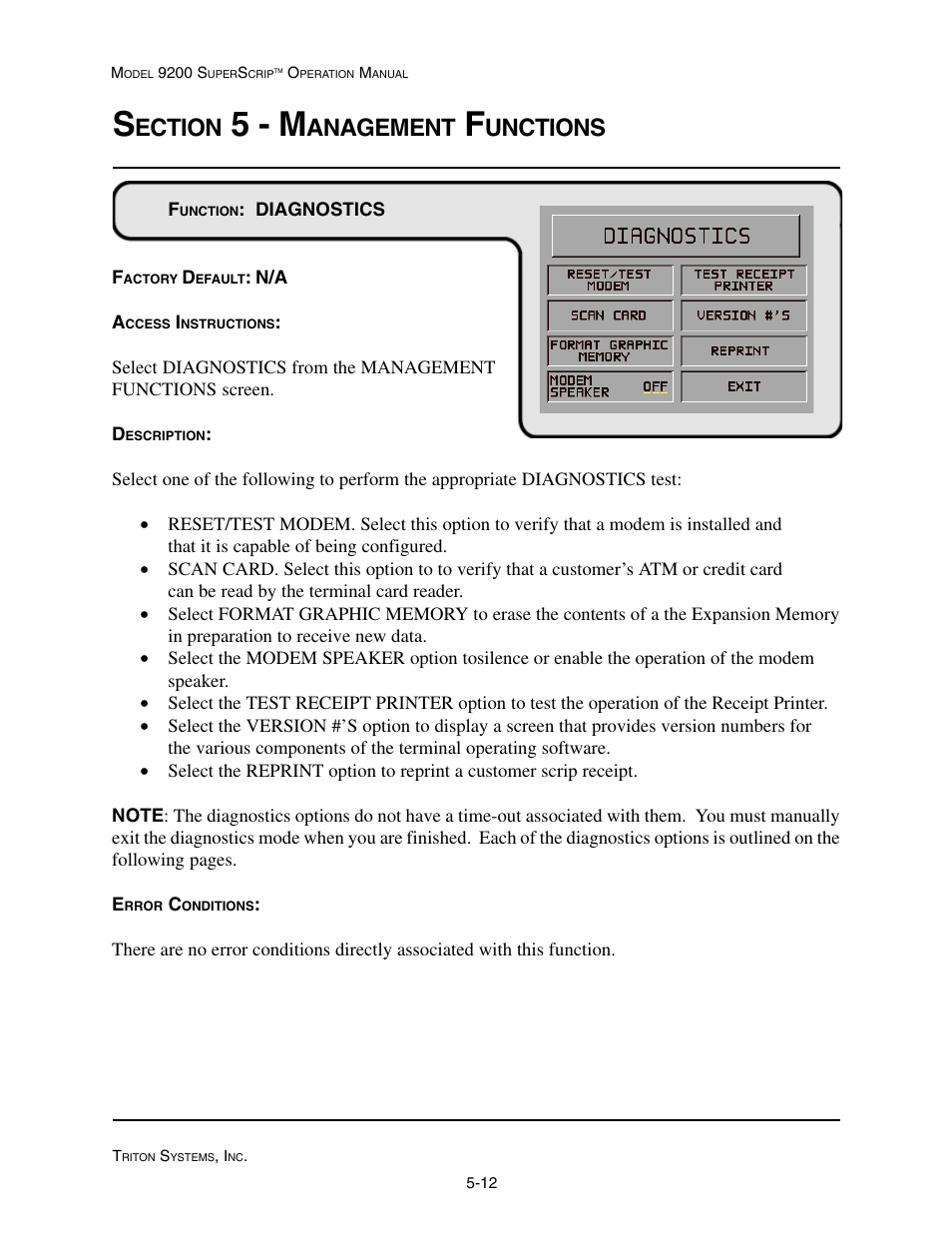 5 - m, Ection, Anagement | Unctions | Triton 9200 Operation Manual User Manual | Page 48 / 179