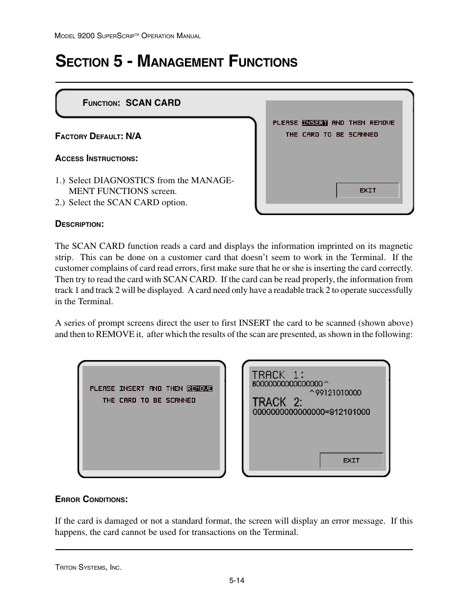 5 - m, Ection, Anagement | Unctions | Triton 9200 Operation Manual User Manual | Page 50 / 179