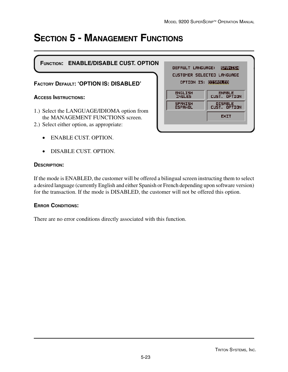 5 - m, Ection, Anagement | Unctions | Triton 9200 Operation Manual User Manual | Page 59 / 179