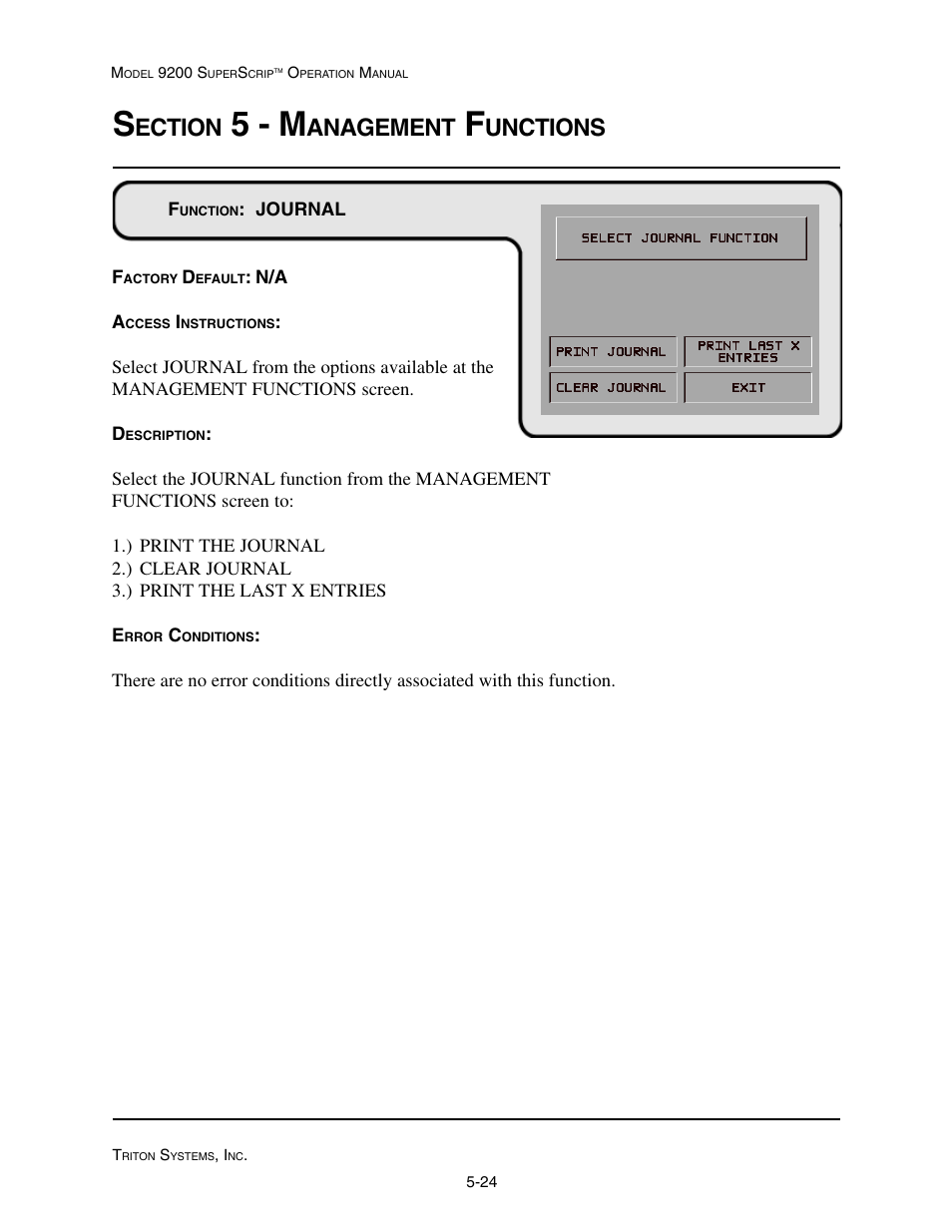 5 - m, Ection, Anagement | Unctions | Triton 9200 Operation Manual User Manual | Page 60 / 179