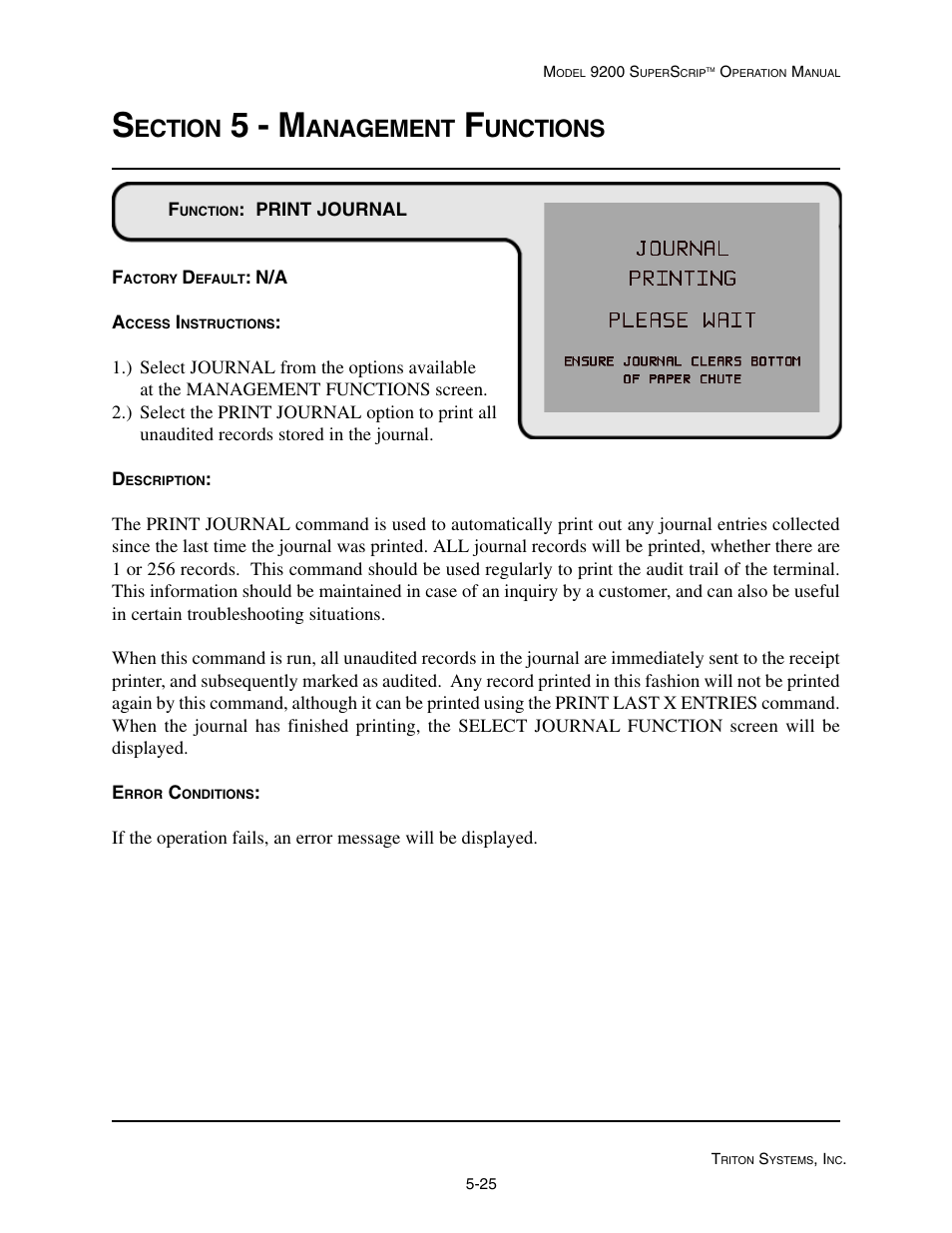 5 - m, Ection, Anagement | Unctions | Triton 9200 Operation Manual User Manual | Page 61 / 179