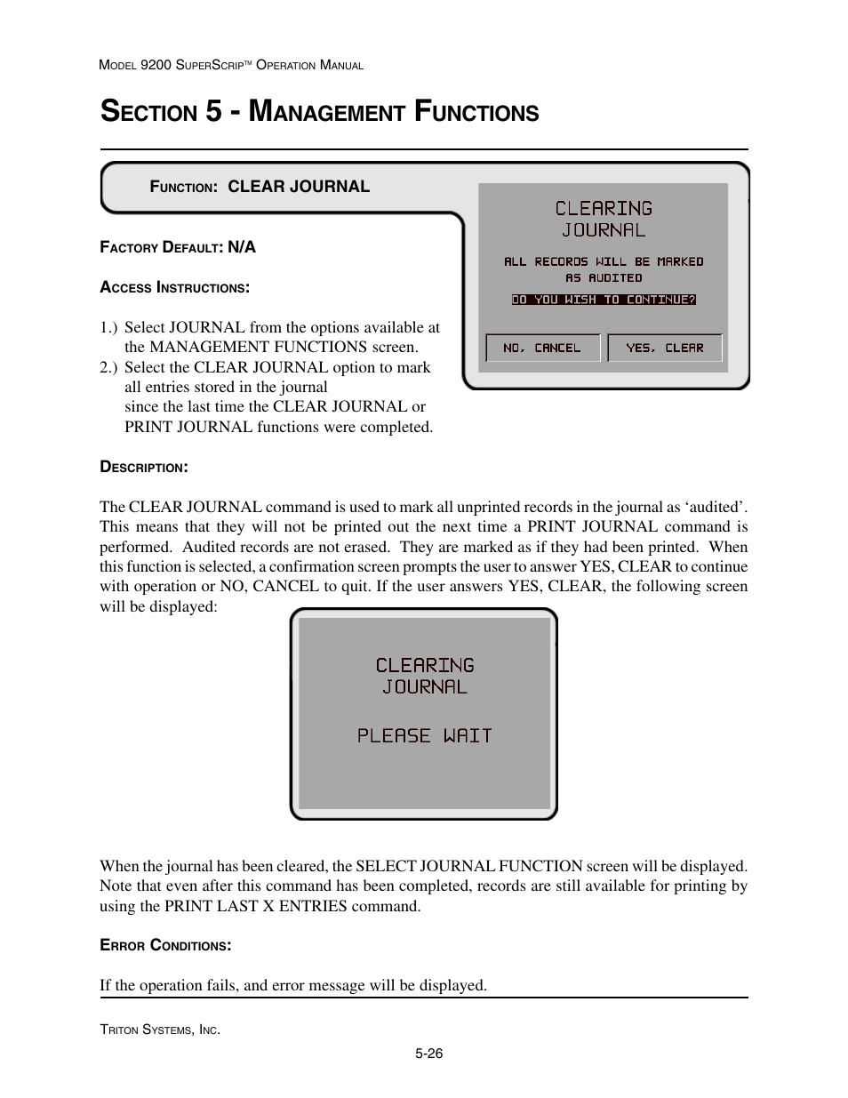 5 - m, Ection, Anagement | Unctions | Triton 9200 Operation Manual User Manual | Page 62 / 179