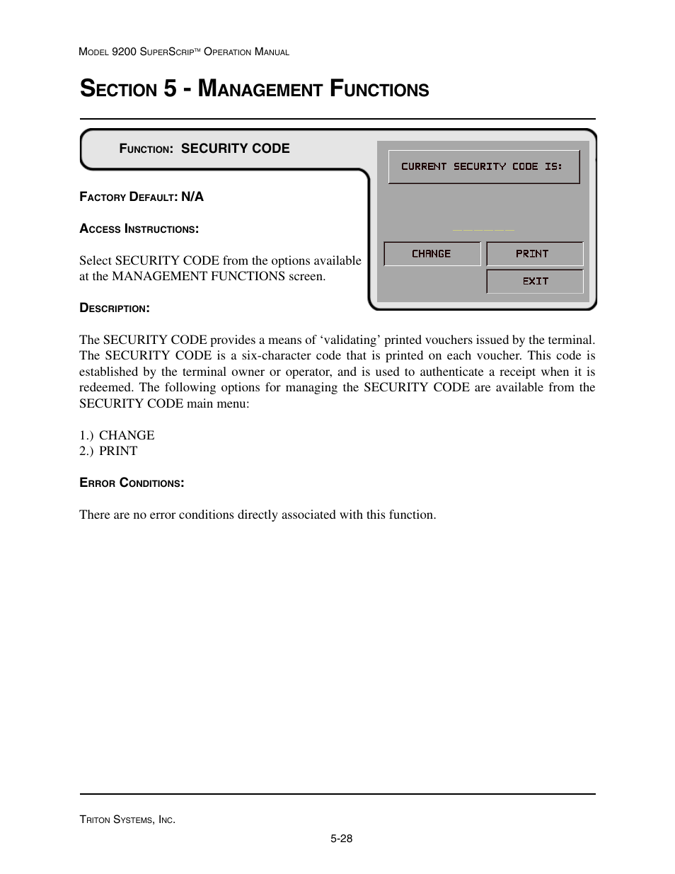5 - m, Ection, Anagement | Unctions | Triton 9200 Operation Manual User Manual | Page 64 / 179