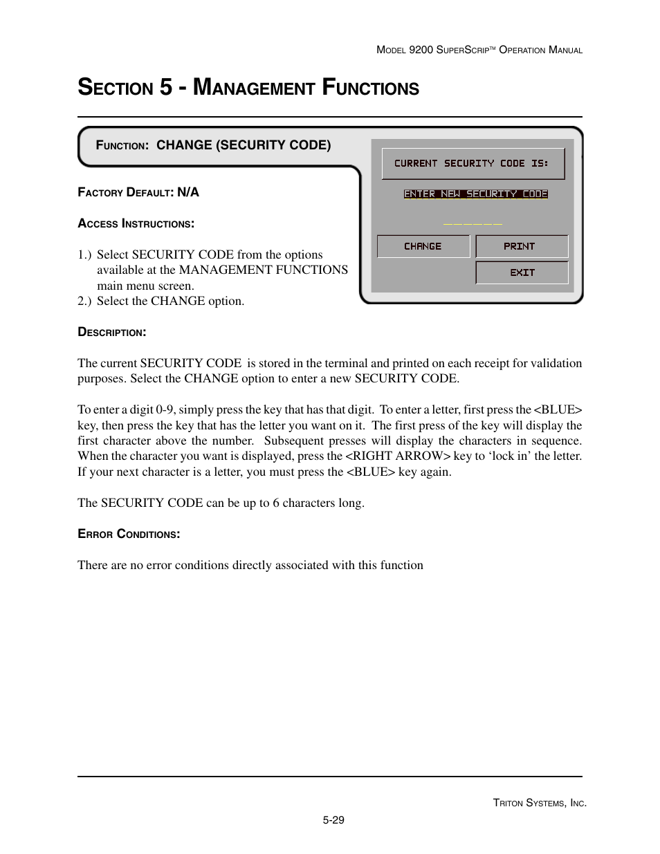 5 - m, Ection, Anagement | Unctions | Triton 9200 Operation Manual User Manual | Page 65 / 179