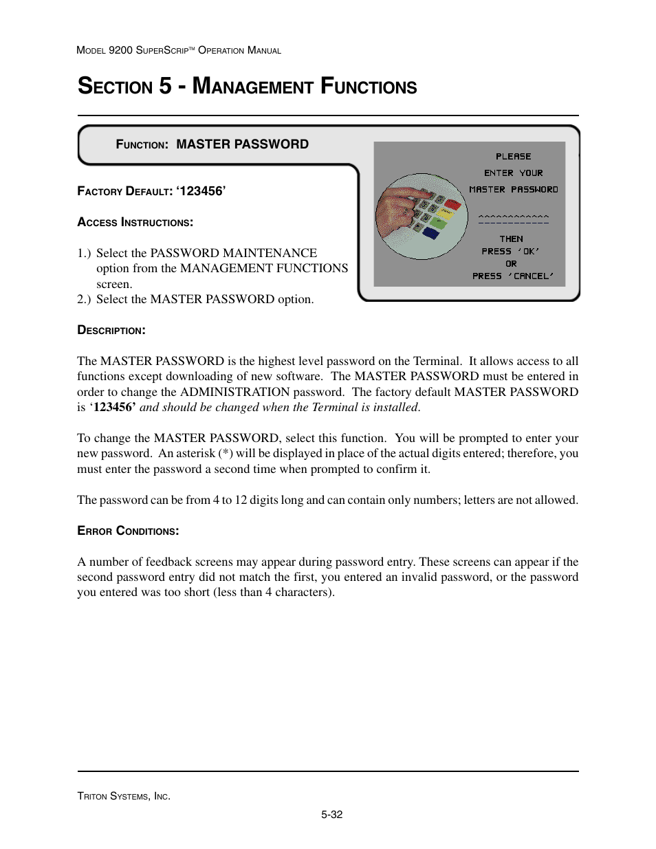 5 - m, Ection, Anagement | Unctions | Triton 9200 Operation Manual User Manual | Page 68 / 179