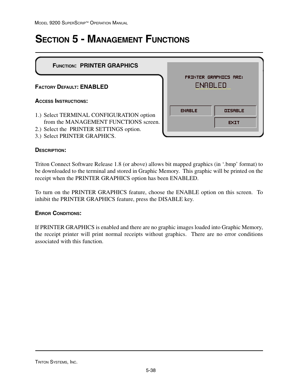 5 - m, Ection, Anagement | Unctions | Triton 9200 Operation Manual User Manual | Page 74 / 179