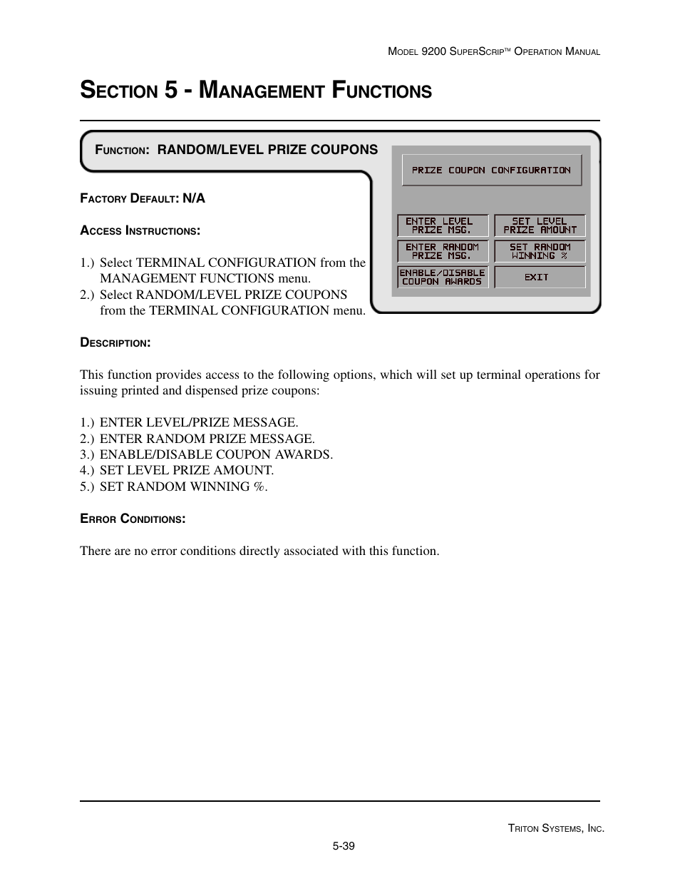 5 - m, Ection, Anagement | Unctions | Triton 9200 Operation Manual User Manual | Page 75 / 179