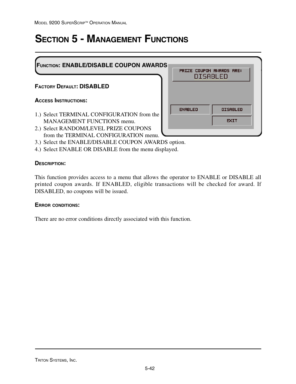 5 - m, Ection, Anagement | Unctions | Triton 9200 Operation Manual User Manual | Page 78 / 179