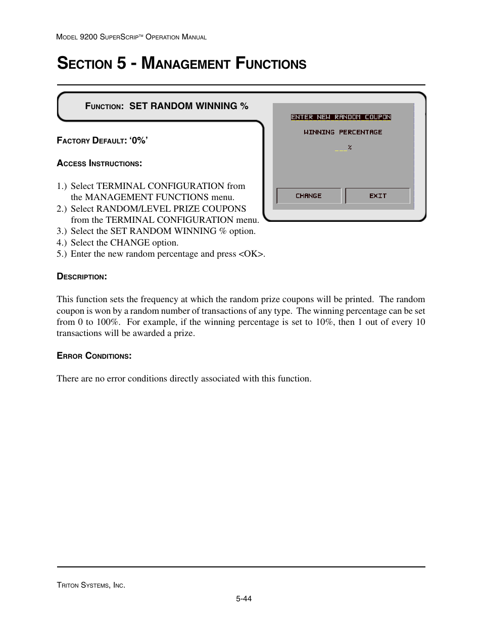 5 - m, Ection, Anagement | Unctions | Triton 9200 Operation Manual User Manual | Page 80 / 179