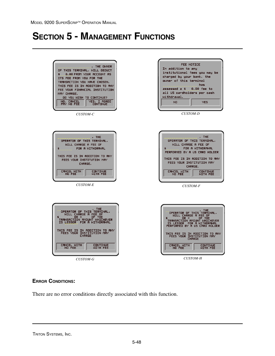 5 - m, Ection, Anagement | Unctions | Triton 9200 Operation Manual User Manual | Page 84 / 179