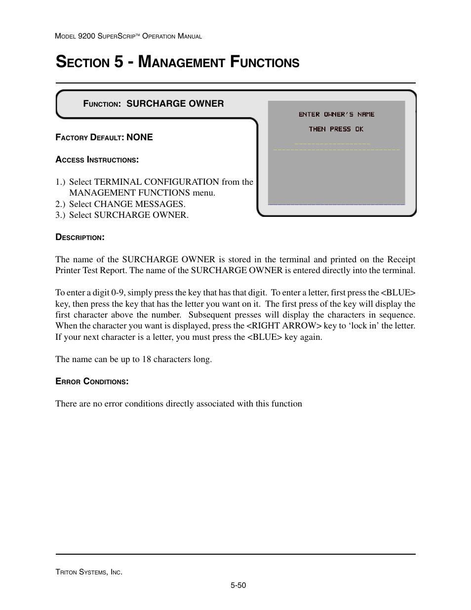 5 - m, Ection, Anagement | Unctions | Triton 9200 Operation Manual User Manual | Page 86 / 179