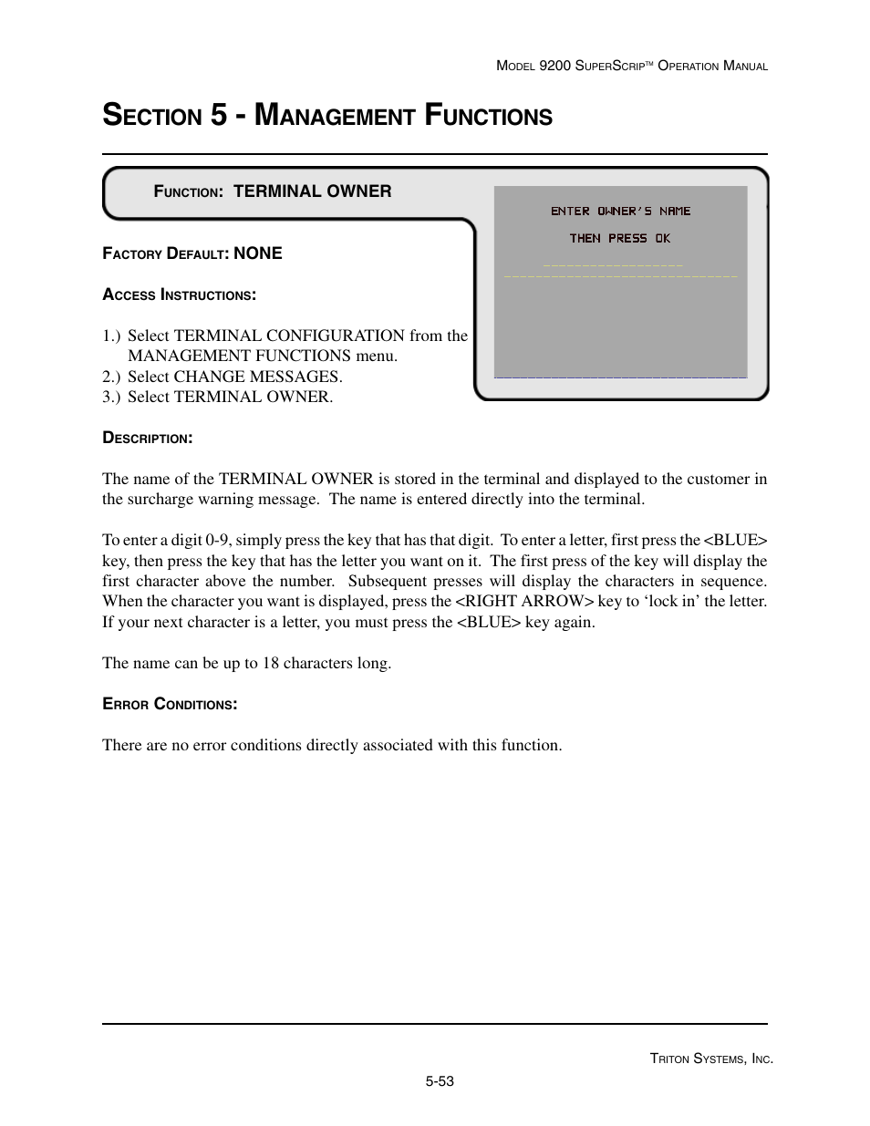 5 - m, Ection, Anagement | Unctions | Triton 9200 Operation Manual User Manual | Page 89 / 179