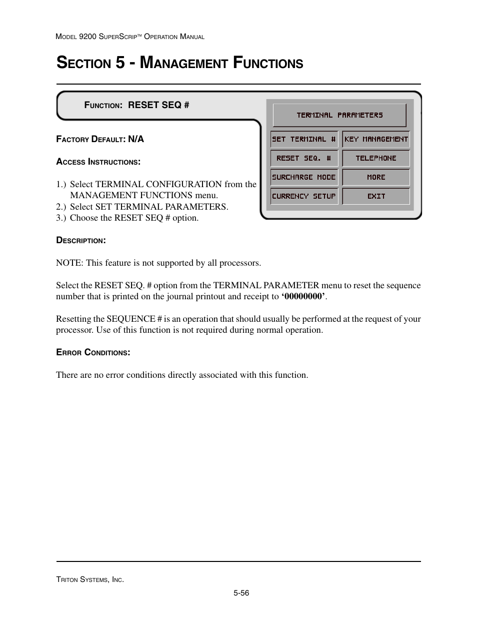 5 - m, Ection, Anagement | Unctions | Triton 9200 Operation Manual User Manual | Page 92 / 179