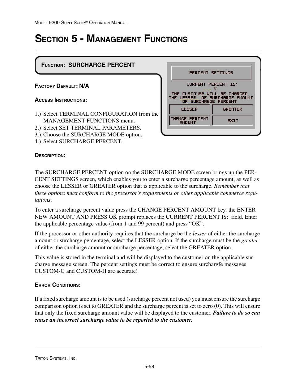 5 - m, Ection, Anagement | Unctions | Triton 9200 Operation Manual User Manual | Page 94 / 179