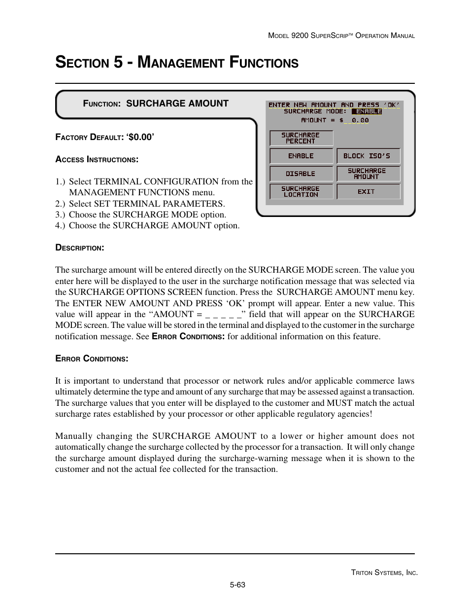 5 - m, Ection, Anagement | Unctions | Triton 9200 Operation Manual User Manual | Page 99 / 179