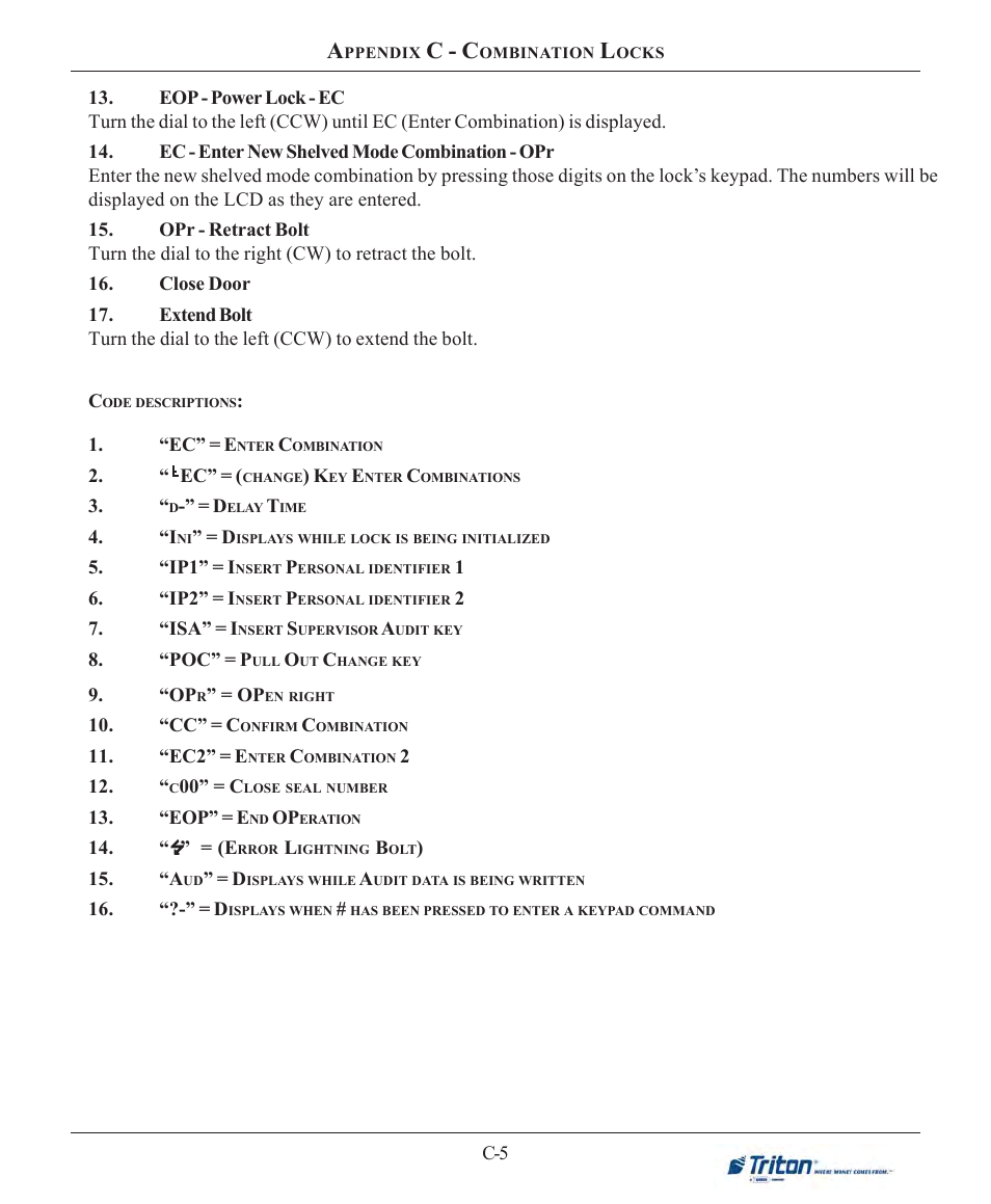 C - c | Triton RT2000 X2 User Manual User Manual | Page 51 / 109