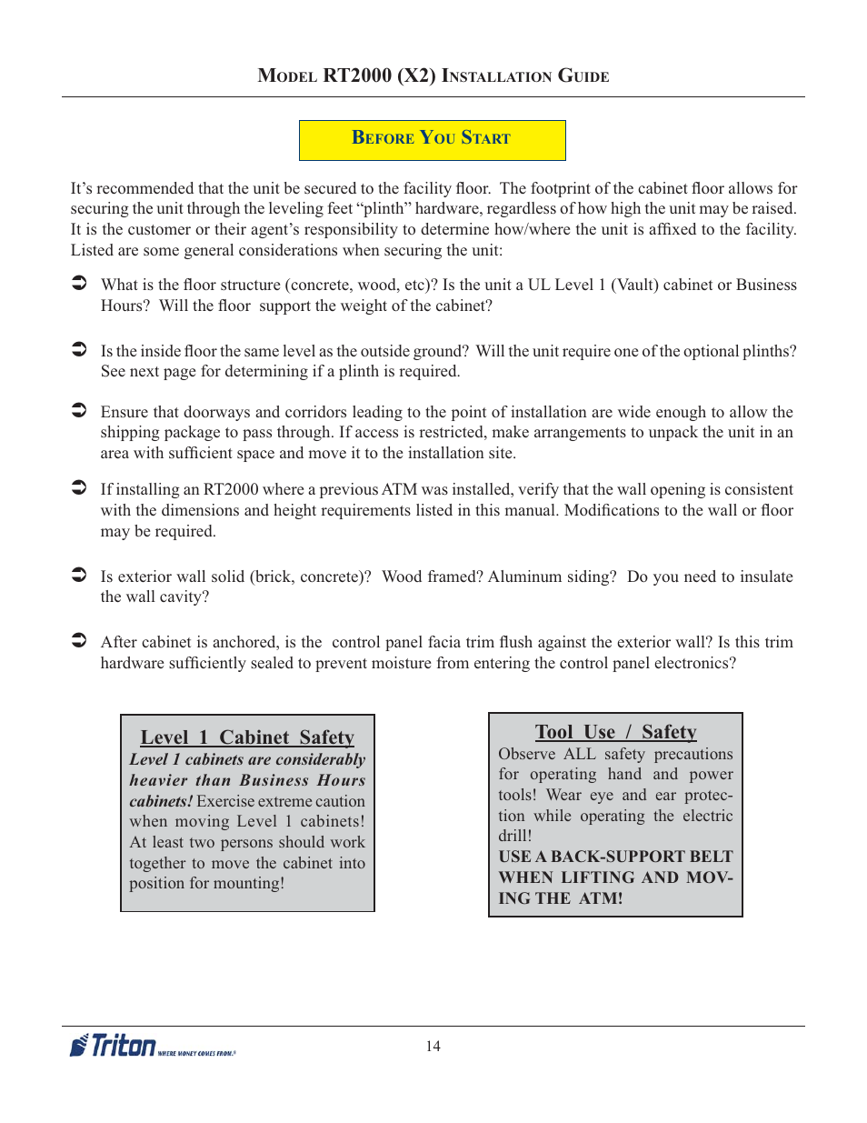 Triton RT2000 X2 Installation Manual User Manual | Page 14 / 36