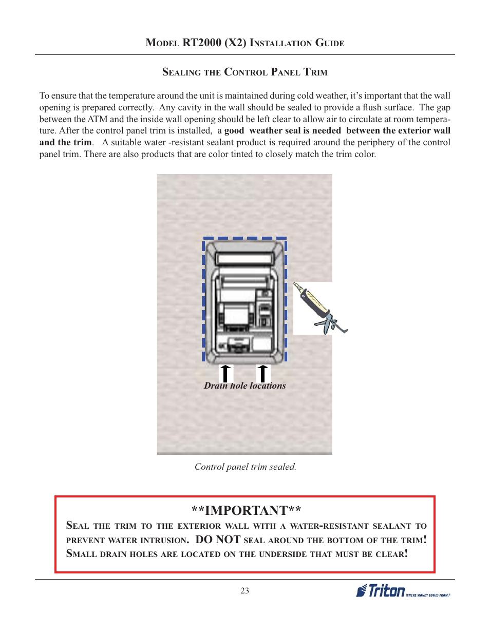 Important | Triton RT2000 X2 Installation Manual User Manual | Page 23 / 36