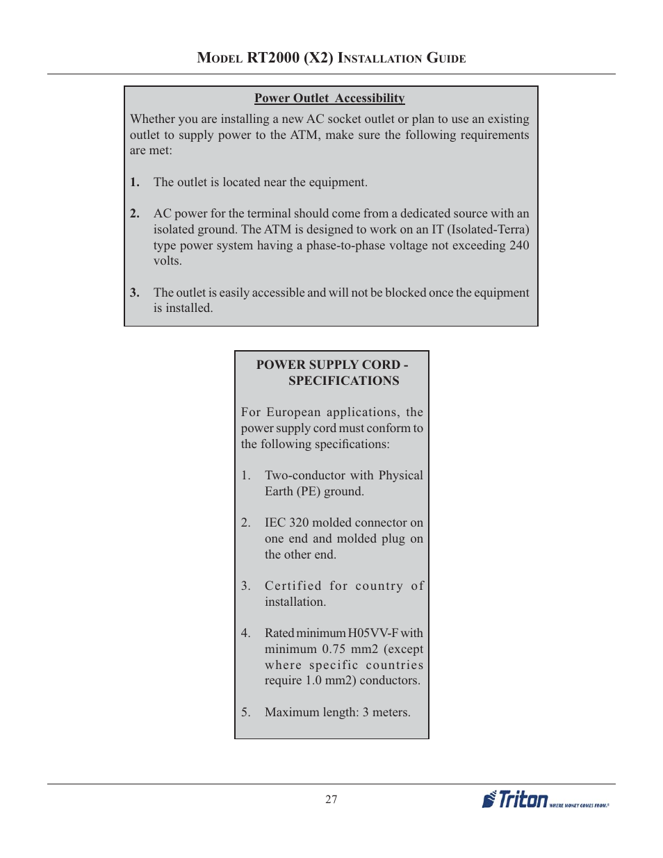 Triton RT2000 X2 Installation Manual User Manual | Page 27 / 36