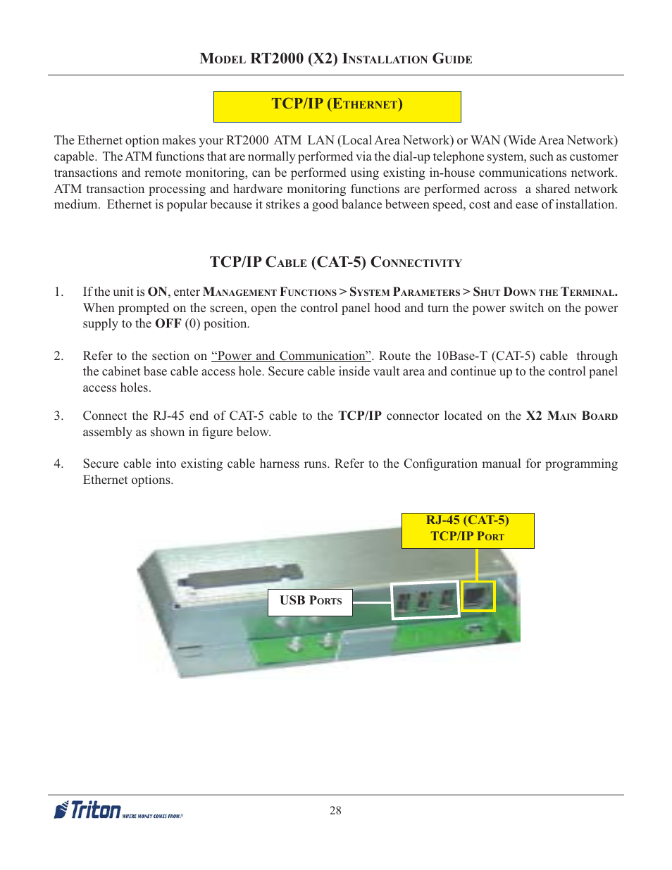 Tcp/ip (e, Tcp/ip c, Cat-5) c | Triton RT2000 X2 Installation Manual User Manual | Page 28 / 36