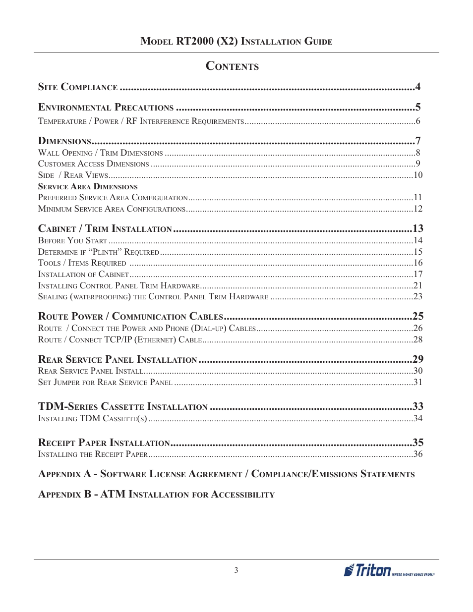 Tdm-s, A - s, B - atm i | Triton RT2000 X2 Installation Manual User Manual | Page 3 / 36