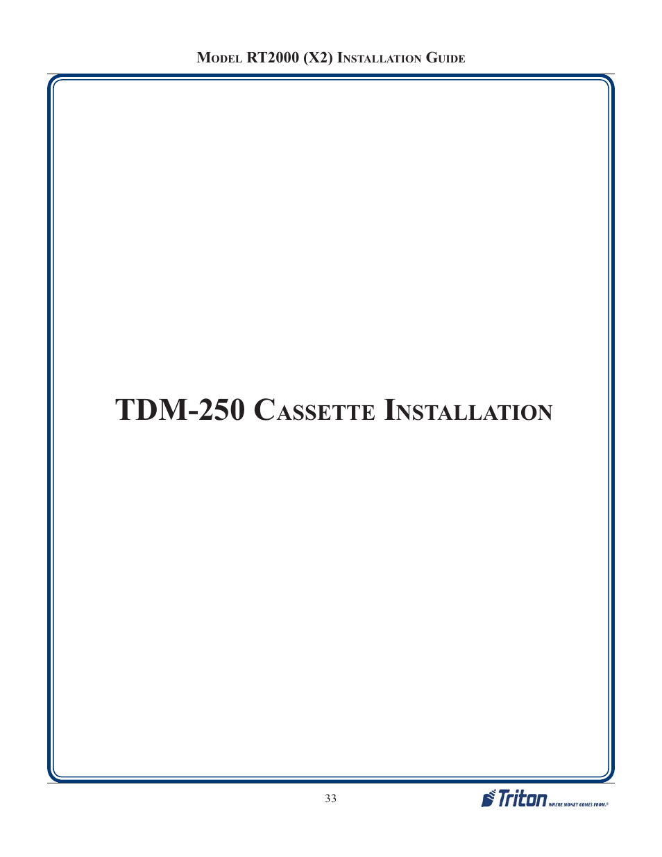 Tdm-250 c, Assette, Nstallation | Triton RT2000 X2 Installation Manual User Manual | Page 33 / 36