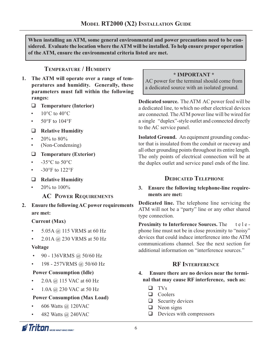 Rf i, Ac p | Triton RT2000 X2 Installation Manual User Manual | Page 6 / 36