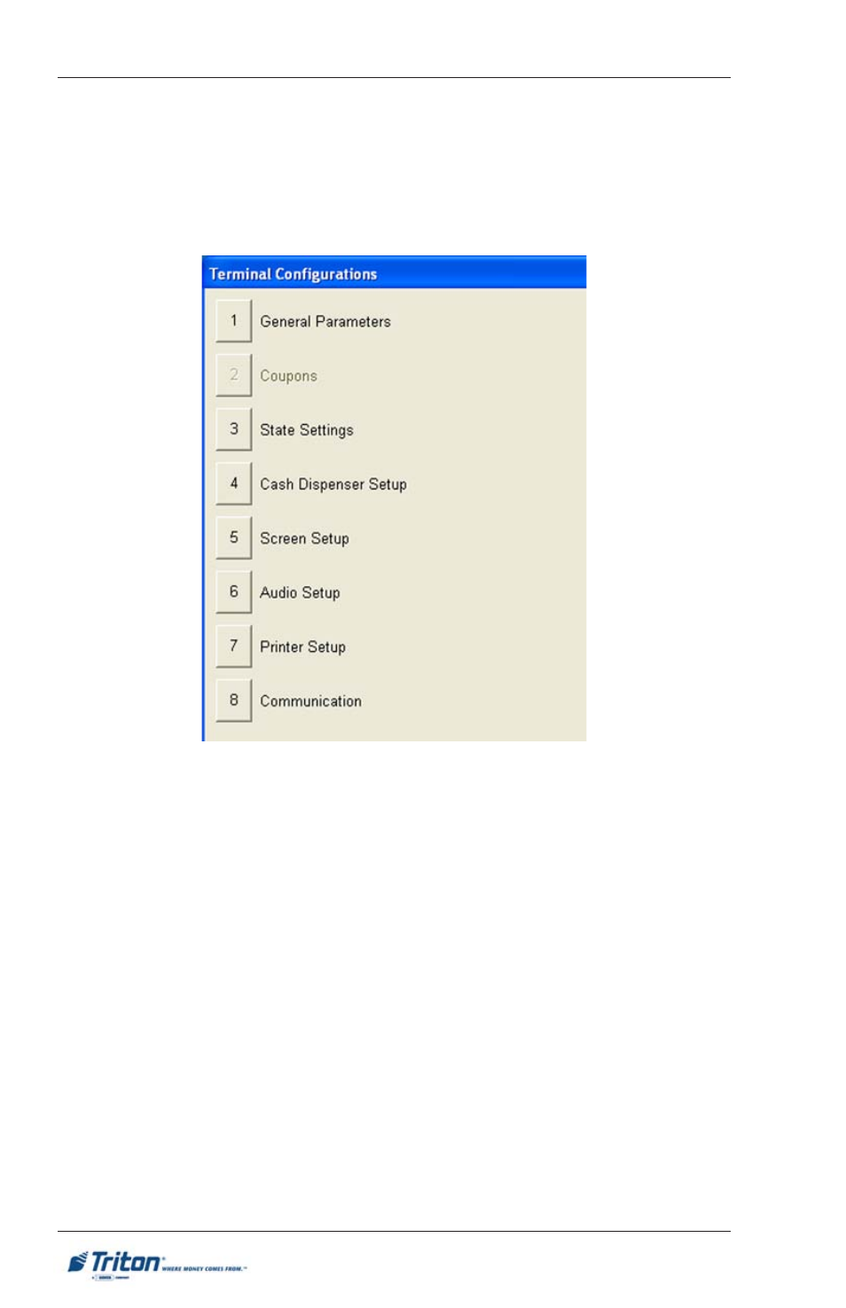 Rl/ft5000, Screen, select the t, Option by pressing number <6> on the keypad | Triton FT5000XP PC-BASED ATMS User Manual User Manual | Page 126 / 207