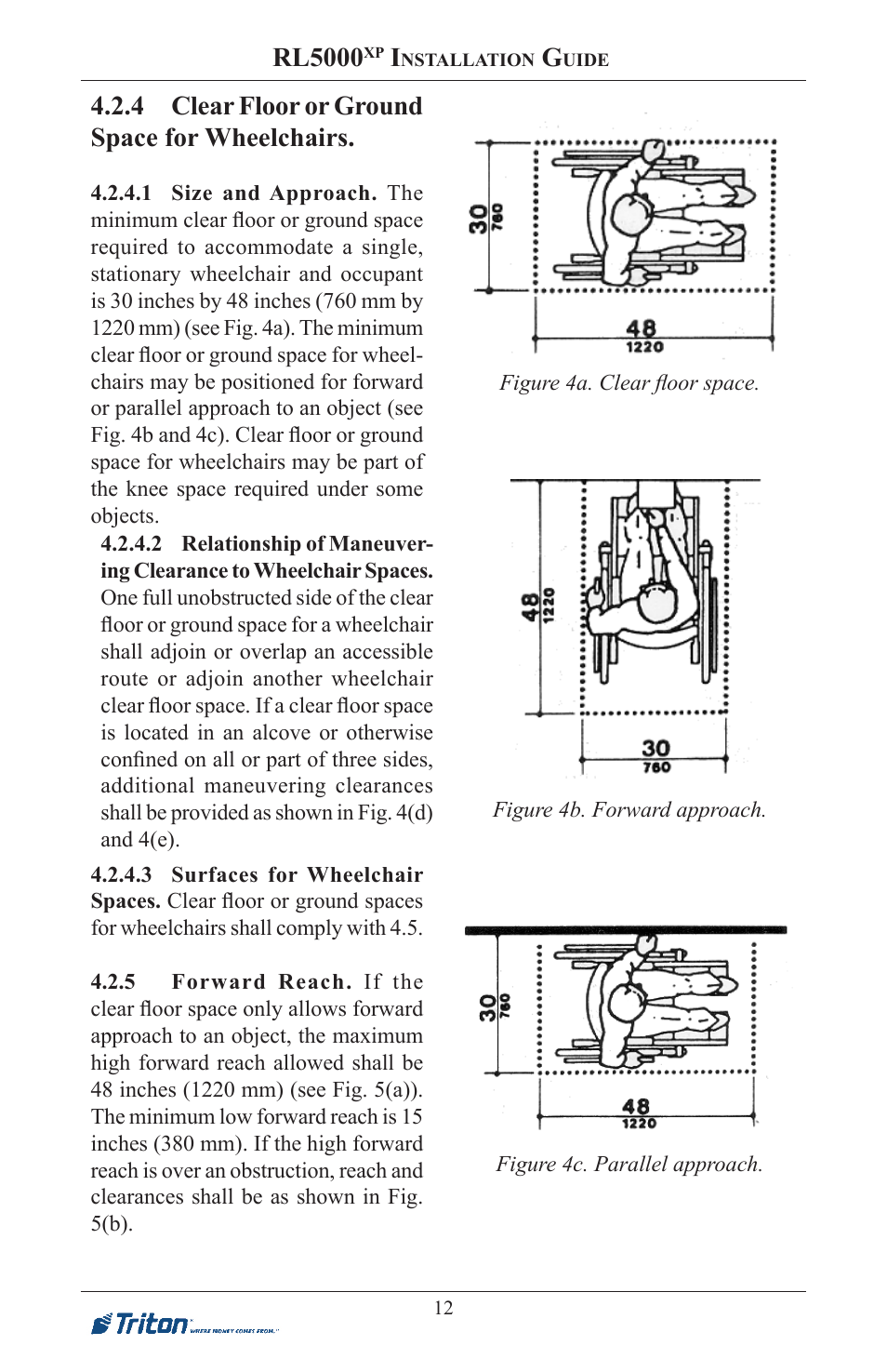 Rl5000, 4 clear floor or ground space for wheelchairs | Triton RL5000XP PC-BASED ATMS Installation Manual User Manual | Page 12 / 48