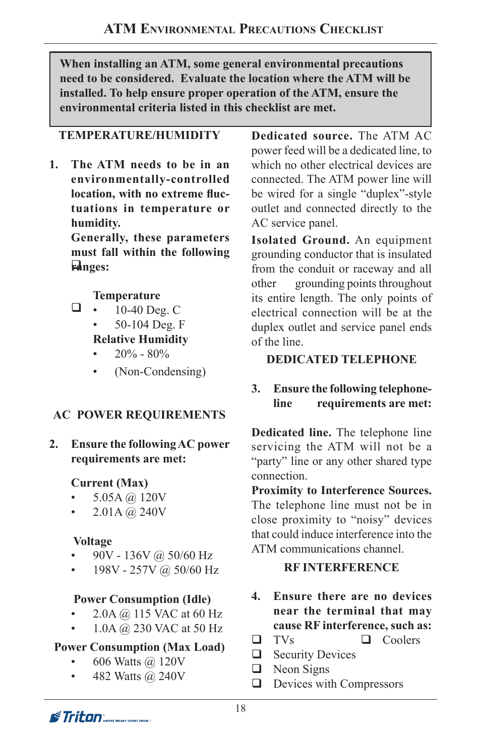 Atm e | Triton RL5000XP PC-BASED ATMS Installation Manual User Manual | Page 18 / 48