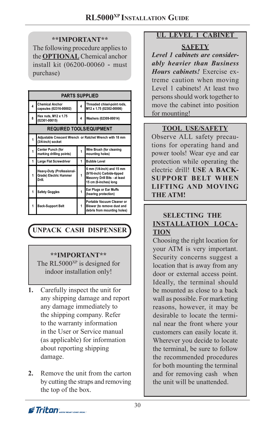 Rl5000 | Triton RL5000XP PC-BASED ATMS Installation Manual User Manual | Page 30 / 48