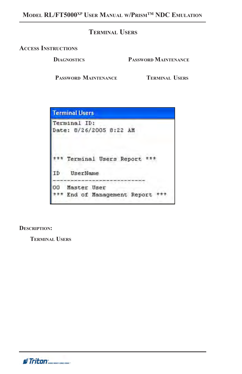 Rl/ft5000, Ndc e | Triton FT5000XP Prism NDC Emulation w/XFS Compliance User Manual User Manual | Page 104 / 129