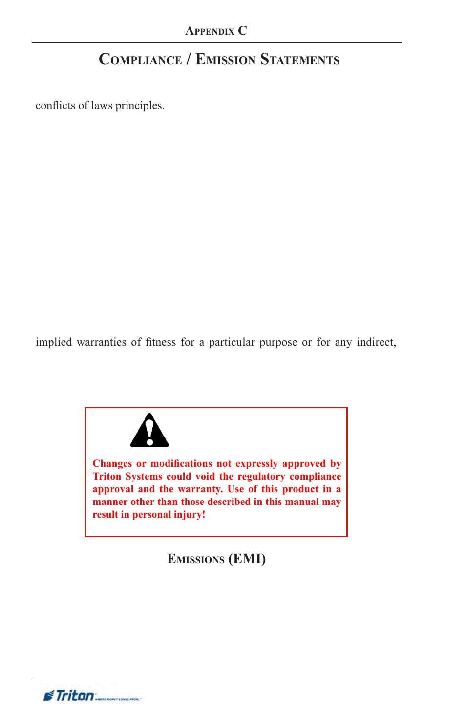 Emi), Caution | Triton FT5000XP Prism NDC Emulation w/XFS Compliance User Manual User Manual | Page 119 / 129