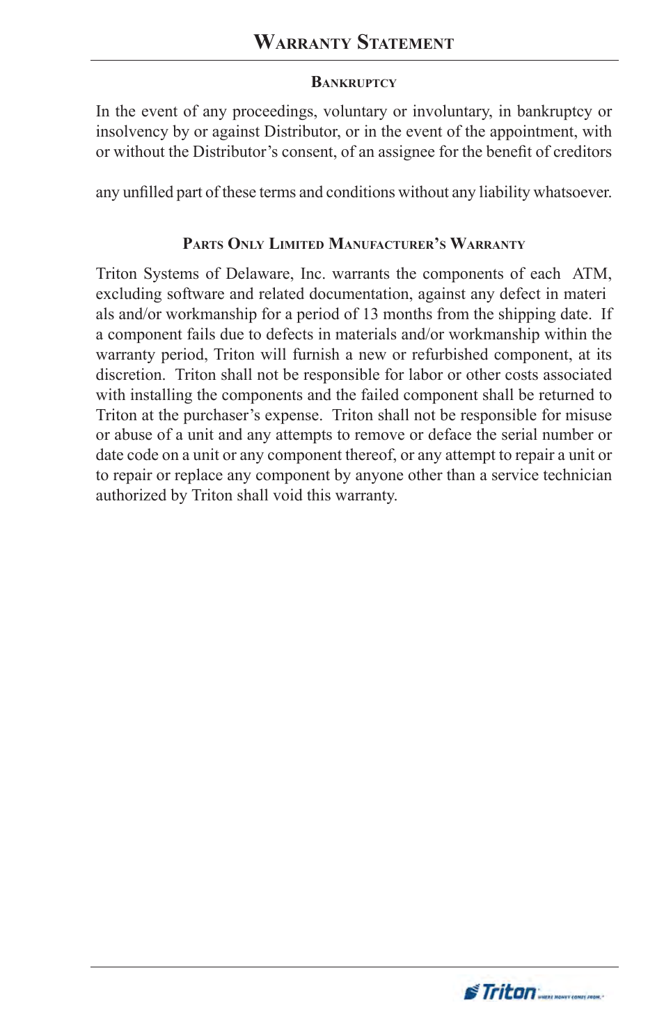 Triton FT5000XP Prism NDC Emulation w/XFS Compliance User Manual User Manual | Page 125 / 129
