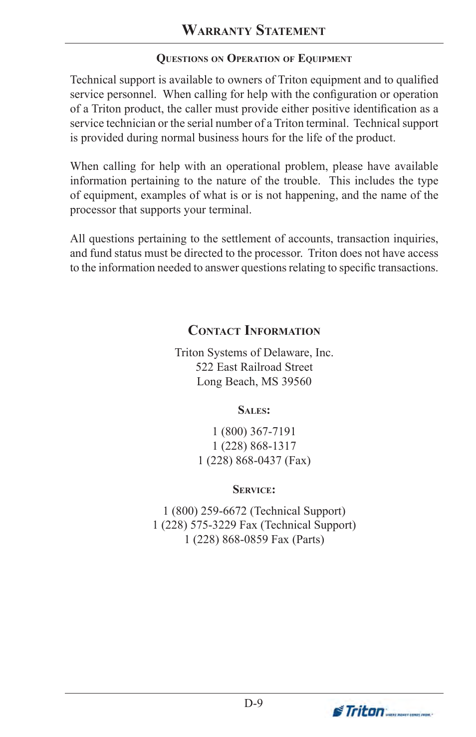 Triton FT5000XP Prism NDC Emulation w/XFS Compliance User Manual User Manual | Page 129 / 129
