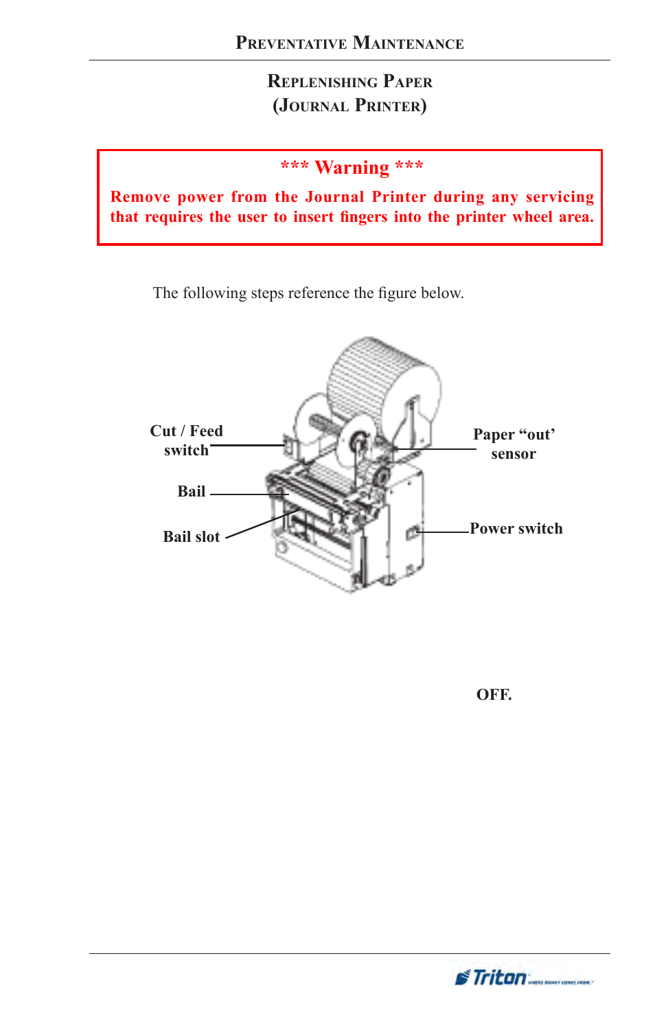 Warning | Triton FT5000XP Prism NDC Emulation w/XFS Compliance User Manual User Manual | Page 37 / 129