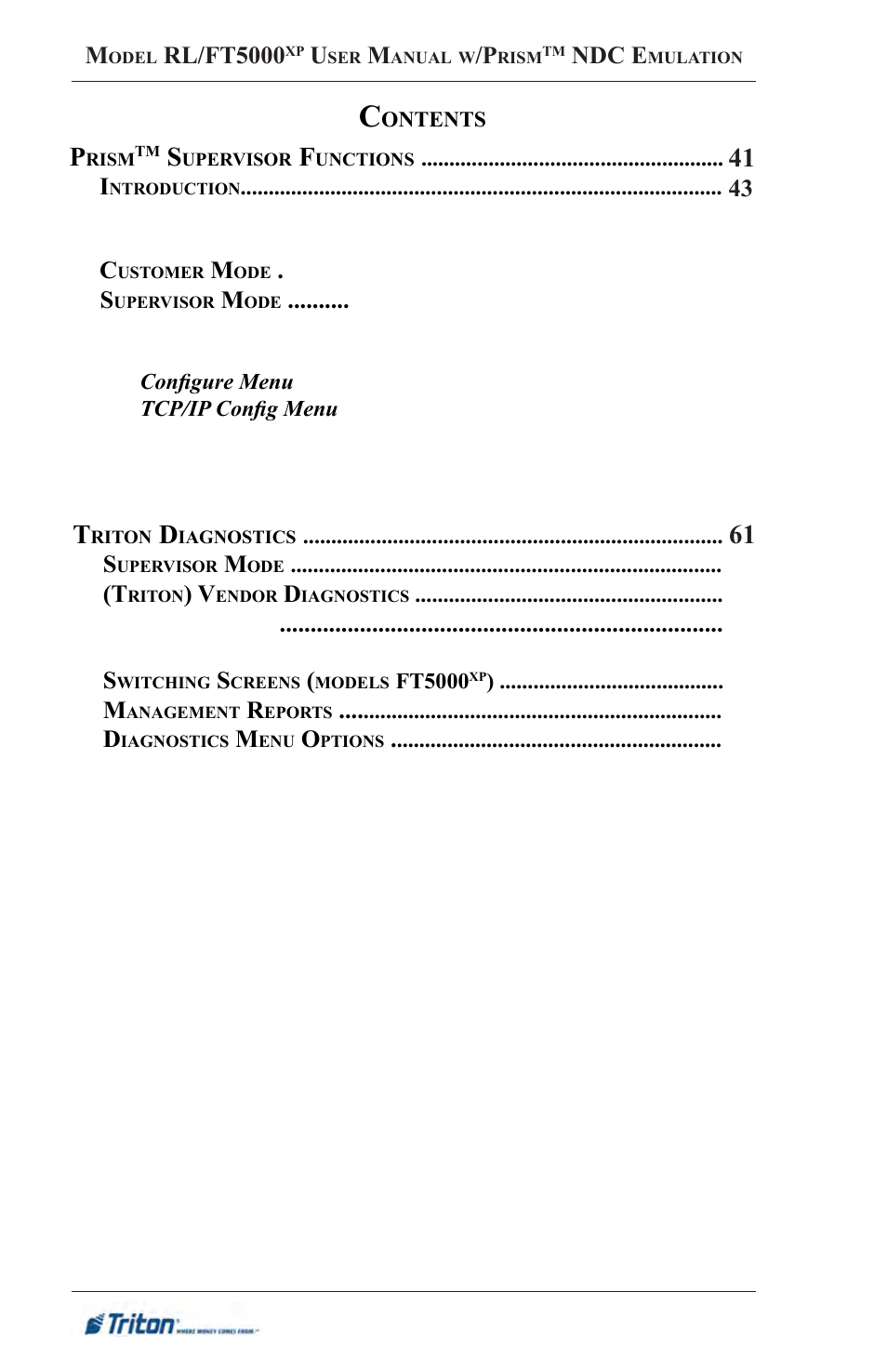 Triton FT5000XP Prism NDC Emulation w/XFS Compliance User Manual User Manual | Page 44 / 129