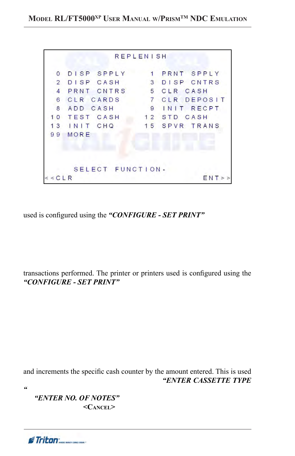 Triton FT5000XP Prism NDC Emulation w/XFS Compliance User Manual User Manual | Page 50 / 129