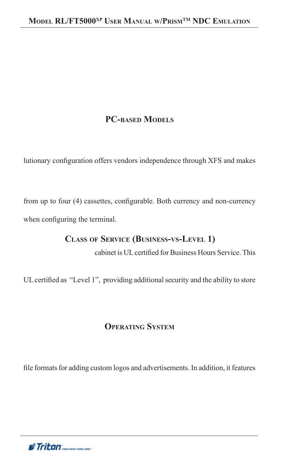 What’s in this manual | Triton FT5000XP Prism NDC Emulation w/XFS Compliance User Manual User Manual | Page 6 / 129