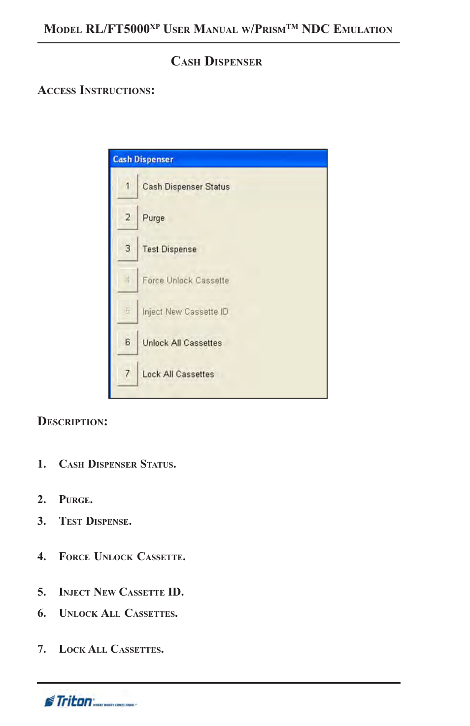 Rl/ft5000, Ndc e | Triton FT5000XP Prism NDC Emulation w/XFS Compliance User Manual User Manual | Page 74 / 129