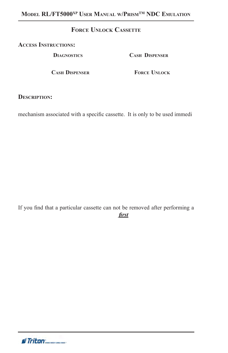 Rl/ft5000, Ndc e | Triton FT5000XP Prism NDC Emulation w/XFS Compliance User Manual User Manual | Page 78 / 129